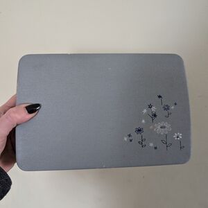 Vintage Gray Blue Floral Jewelry Box